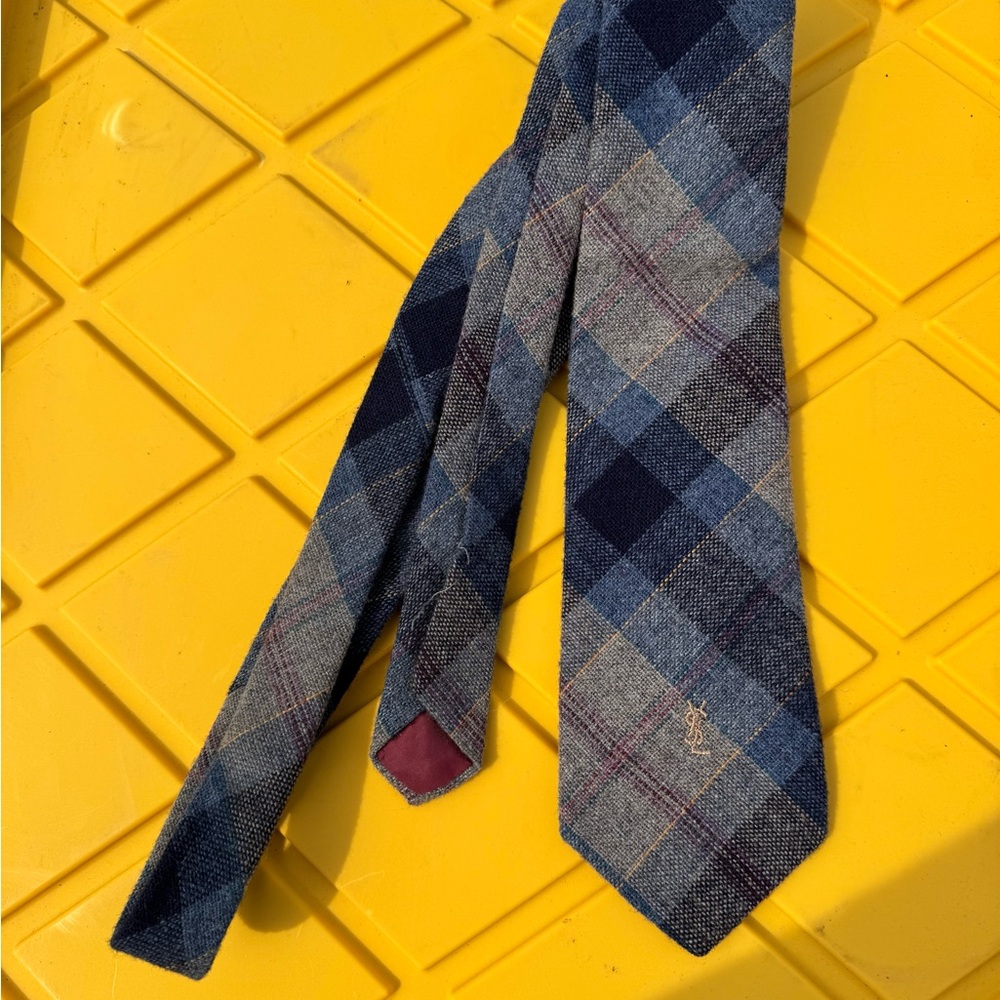 Yves Saint Laurent Blue and Gray Tie